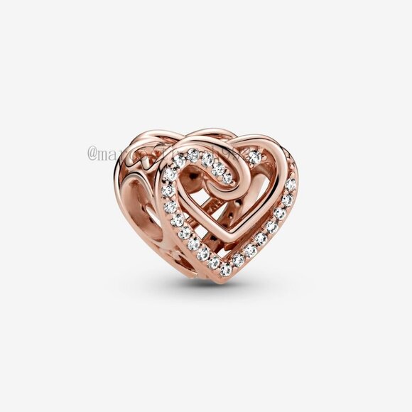 Pandora Sparkling Entwined Hearts Charm - Picture 1 of 4